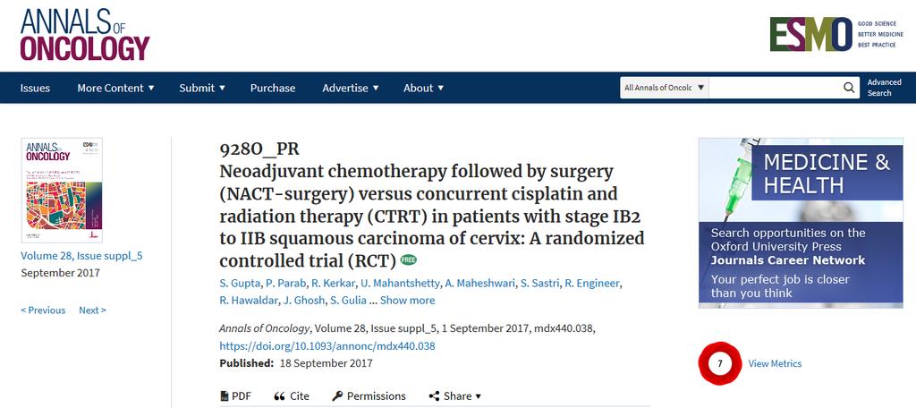 Conclusions: Neoadjuvant chemotherapy followed by radical surgery is not superior to