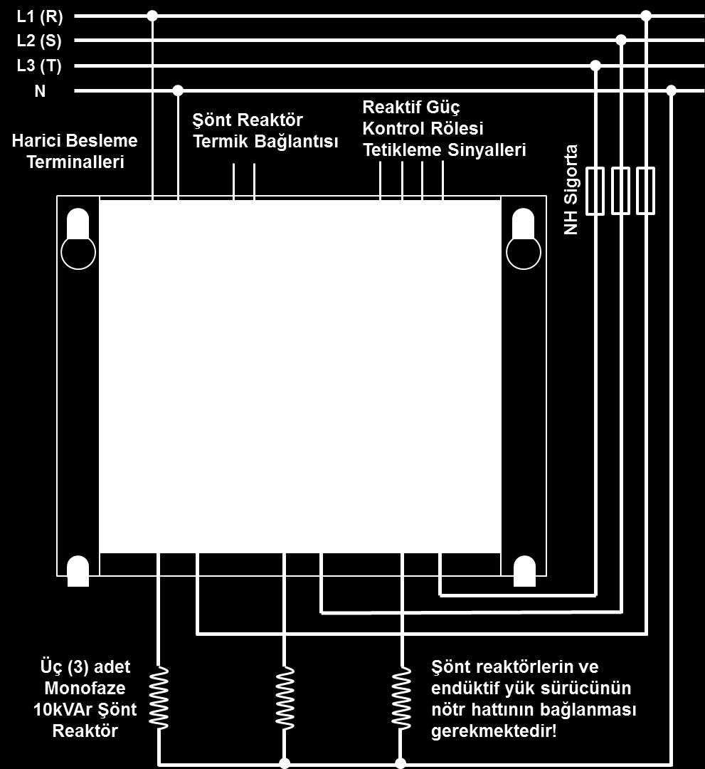 hattının ve şönt reaktörlerin nötre hatlarının şebeke nötrüne bağlanması zorunludur.
