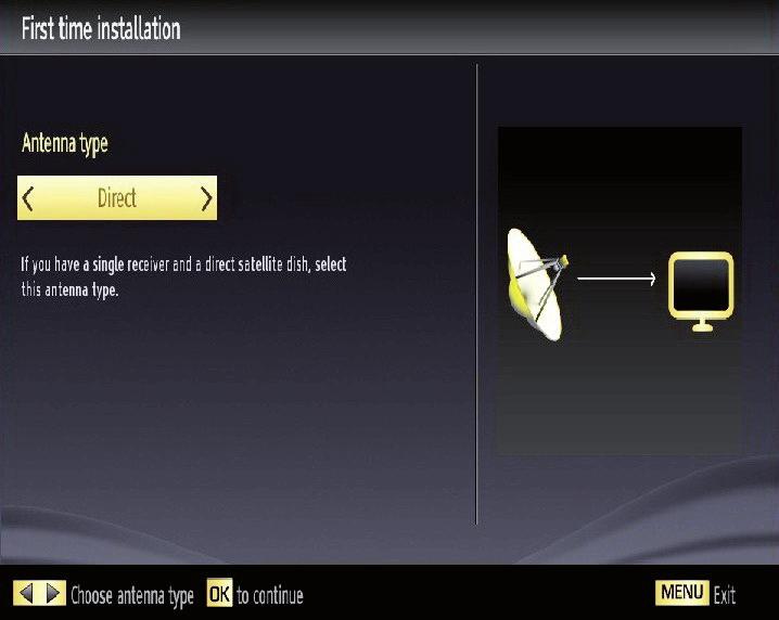 Unicable: If you have multiple receivers and a unicable system, select this antenna type. Press OK to continue.