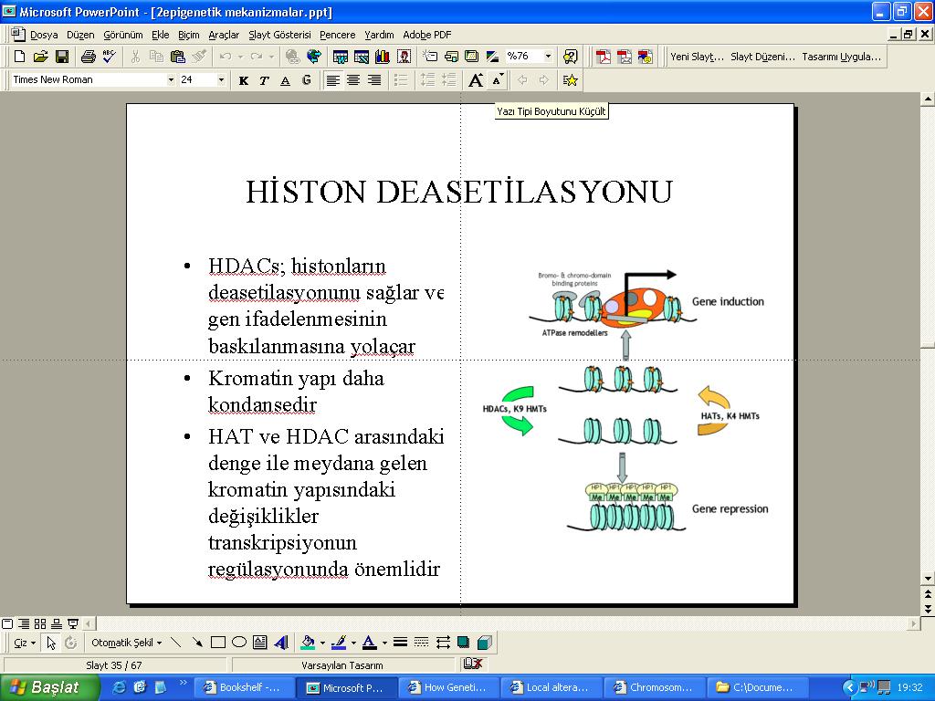 HİSTON METİLASYONU n Histon metilasyonu; kromatinin aktif ve inaktif bölgeleri için marker olabilir n Histon H3 ün lysin 4 metilasyonu aktif genlerin promotor bölgesinde rastlanır n Metilasyon