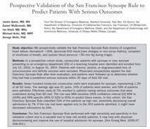 9 (CI 58-66) Hekim: %52 (CI 51-53) ile yatış %55 %45 Quinn J, McDermott D, Stiell I, et al. Prospective validation of the San Francisco Syncope Rule to predict patients with serious outcomes.