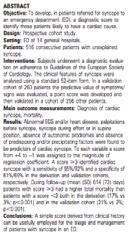 Grossman SA, Fischer C, Lipsitz LA, et al. Predicting adverse outcomes insyncope. J Emerg Med 2007;33(3):233 9. Del Rosso A, Ungar A, Maggi R, et al.