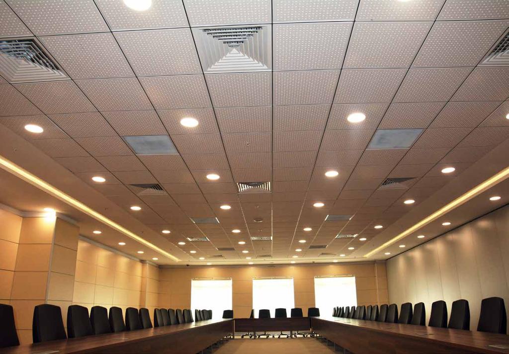 AKUSTİK TAVANLAR ACOUSTIC CEILING 25 Akustik tavanlar alçıpan veya ahşap plakalardan üretilir.