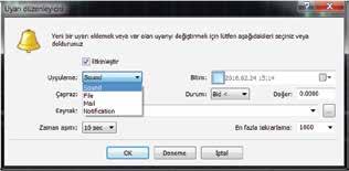 Kullanıcı El Kitabı Terminal Penceresi Uygulama; Sound: Seçilen sesi ayarlar. (Resim 5.8) Resim: 5.8 File: Seçilen dosyayı çalıştırır. (Resim 5.8) Mail: Tanımlanan mail adresine e-posta gönderir.