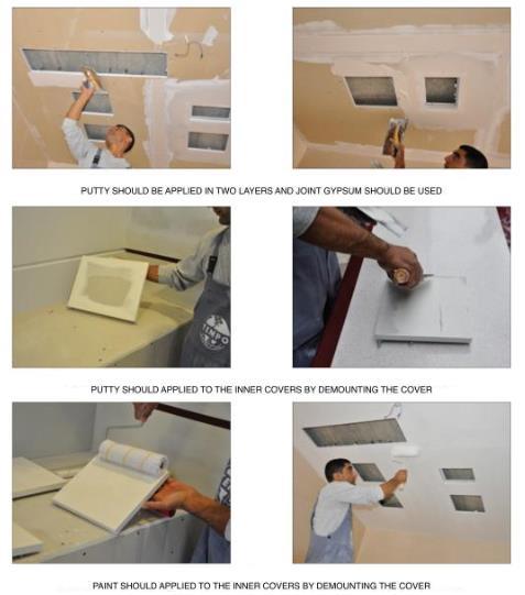 14 TOUCH-OPERATED DRYWALL ACCESS PANEL Putty and paint application on