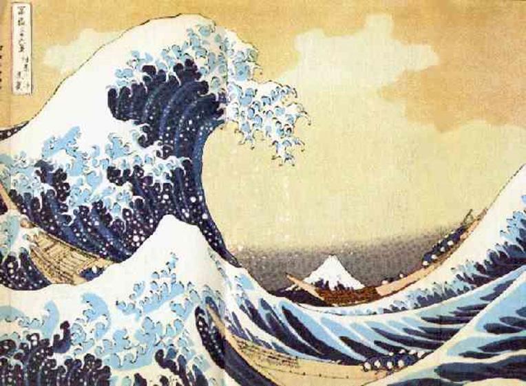 Resim 1. Hokusai, Büyük Dalga, Fuji Dağı nın 36 görünümü adlı seriden. http://www.arteorientalis.com/webim/hok-1b.jpg sayfasından erişilmiştir. Resim 2. Fahişe, ipek üzerine suluboya. 1812-1821.