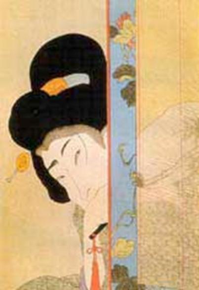 Resim 4. Toyohara Chikanobu, Shin bijin (Gerçek Güzeller) adlı kitaptan bir Japon kadını, 1897, renkli ahşap baskı. http://japonresimsanati. blogspot.com.tr/ sayfasından erişilmiştir.