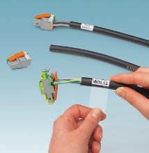 1 2 MARKALAMA sistemi İletken ve kablo markalama Şeffaf koruyuculu, kendinden yapışkanlı etiket ile iletken markalama Yazdırma: 1 2 Rulolar için termal transfer 46 mm iletken çapına kadar etiketler,