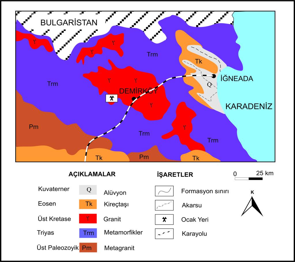 20 Şekil 4. 1:Balaban Bölgesi (Kırklareli) nin jeoloji haritası MTA, (2002) den değiştirilerek alınmıştır. 4.1.2. Tepecik-Saray Bölgesi (İstanbul-Tekirdağ) İstanbul Yarımadası ndaki geniş alüvyonlar Kuvarterner yaşlı olup Büyükçekmece Gölü ile Küçükçekmece Gölü kuzeyindeki vadilerde uzanır.