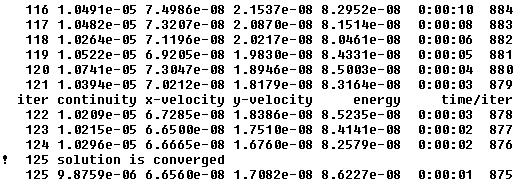 125 tekrarlamada (iteration) çözüme ulaşılır. 5-Sonuçlar : Ortalama Nusselt Sayısı : Fluent te aşağıdaki bağıntıdan hesaplanır. Burada, dur.