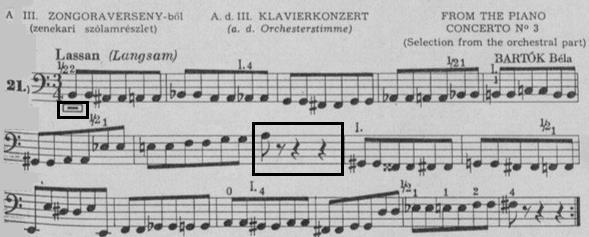 40 Birinci pozisyon öğretiminin sonunda, Béla Bartók un üçüncü piyano konçertosunda yer alan kontrabas partisini, metodun kırk dokuzuncu sayfasında görmekteyiz. Resim 44.