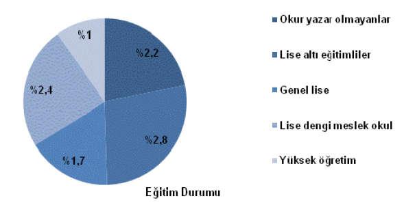 1.4 İş Sağlığı ve Güvenliğinin Önemi Eğitim Durumlarına Göre İş Kazası Geçirenlerin