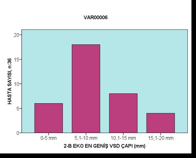 VSD lerin gerçek zamanlı 3-B EKO ile ölçülen ortalama sistol sonu en geniş çap değeri 13,38±7,32 mm (4,8-41,4 mm) bulundu (Tablo 4.5.1).