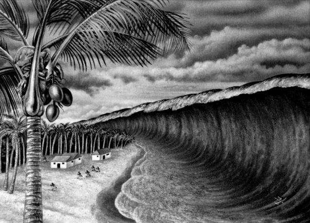 Bir çok tsunami bir kaç saat süren dalga serisi olarak gelir Dalgalar arasındaki