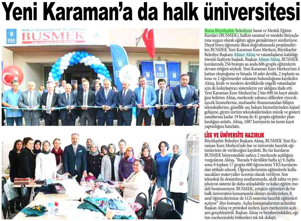 YENI KARAMANA DA HALK ÜNIVERSITESI Yayın Adı : A