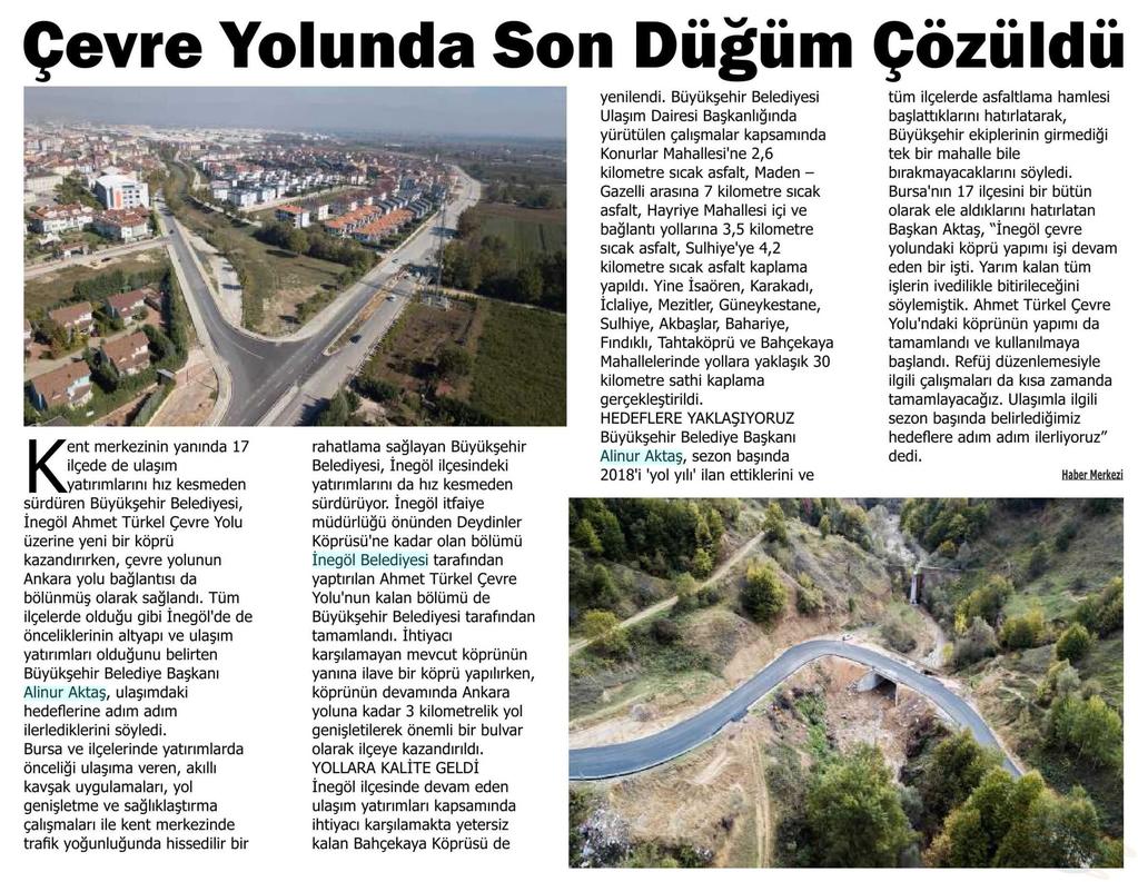 ÇEVRE YOLUNDA SON DÜGÜM ÇÖZÜLDÜ Yayın Adı : Mücadele Gazetesi