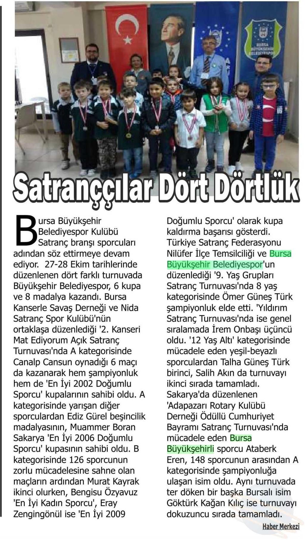SATRANÇÇILAR DÖRT DÖRTLÜK Yayın Adı : Mücadele Gazetesi (Bursa)