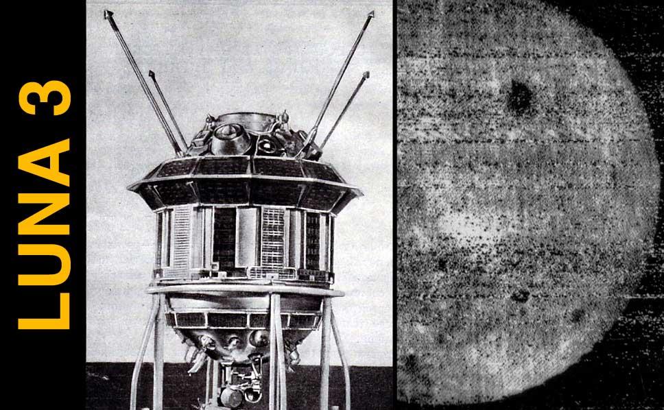 Sovyetler Birliği ne ait Luna 3 uzay aracı ve Ay ın arka yüzüne dair insanlığın elde ettiği ilk fotoğraflardan biri.