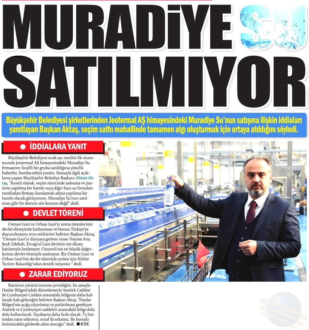 MURADIYE SATILMIYOR Yayın Adı : Gazete Bursa
