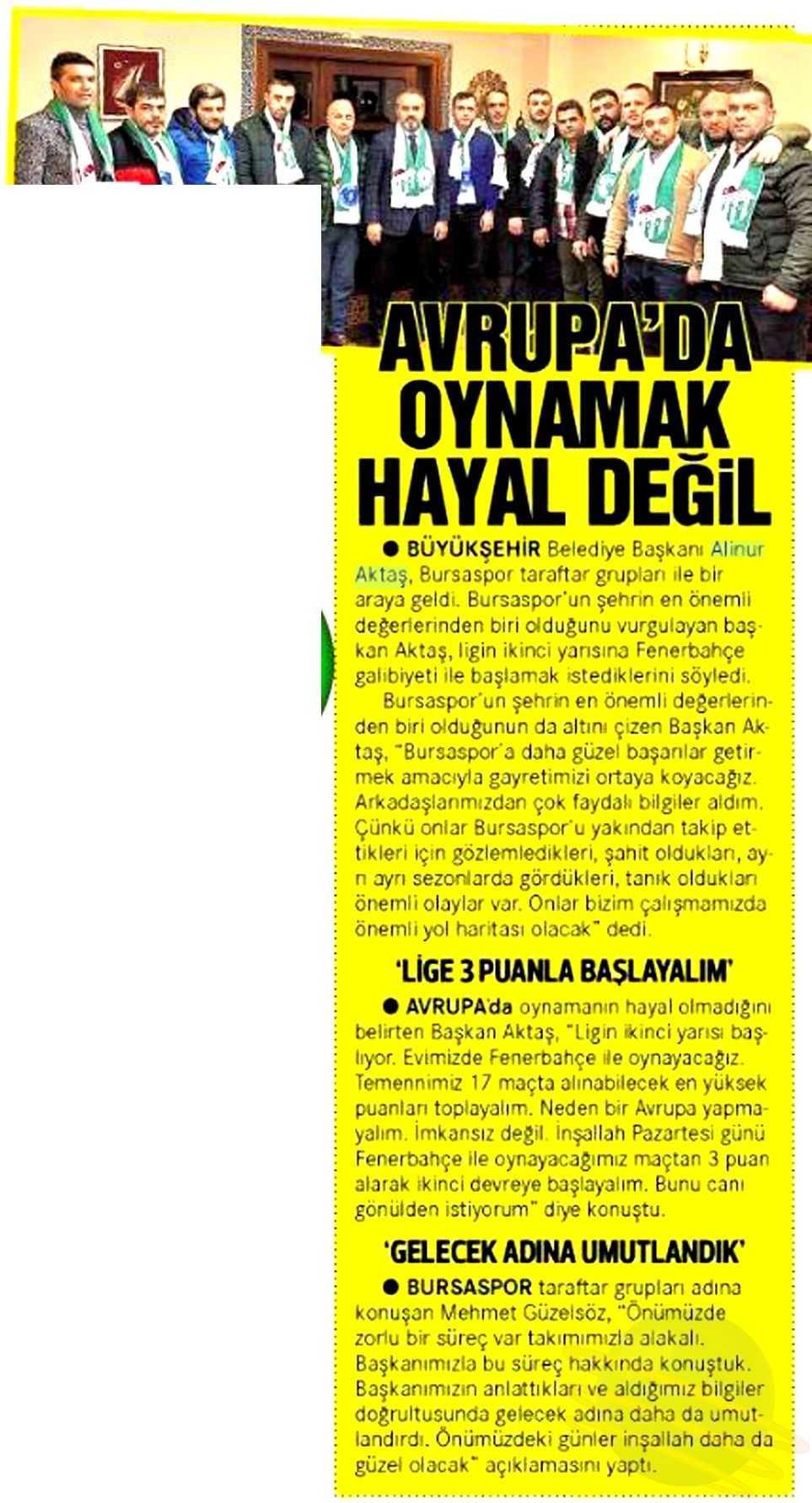 AVRUPA DA OYNAMAK HAYAL DEGIL Yayın Adı : Hürriyet