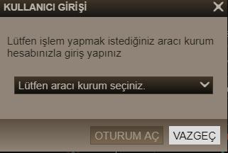 Buradan aracı kurumunuzu seçip, gerekli bilgilere girdiğinizde hesaba