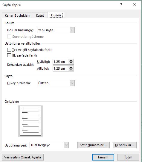 Yazı Karakteri Ana Başlık: Tamamı büyük harf. Calibri, 14 punto, Kalın (Bold), ortalanmış. Paragraf aralıkları; Önce: 0 nk, Sonra: 8 nk. Satır aralığı; Birden çok. Değer; 1.05 nk. Girinti; yok.