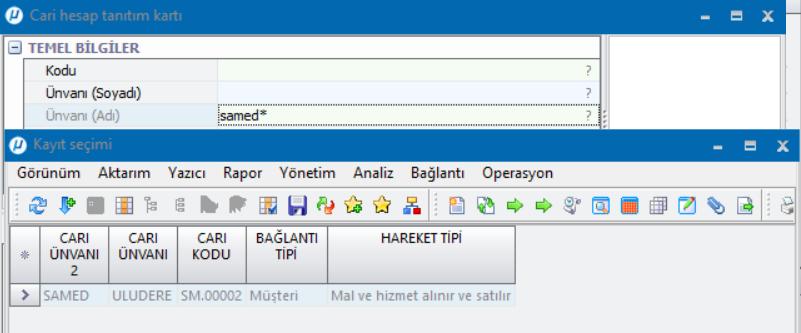 Cari Hesap Tanıtım Kartı İçin Yeni İndex Alanı Cari Hesap Tanıtım Kartından kodu ve ünvanı (soyadı) alanlarından arama yapılarak istemiş olduğumuz cari karta ulaşılabiliyordu.