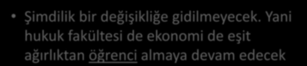 Bölümlerin alanları değişecek mi? Şimdilik bir değişikliğe gidilmeyecek.