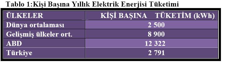 Türkiye de kişi başına elektrik enerjisi tüketimi 2.