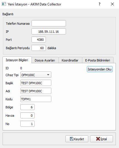 4- Kimlik bilgileri okunduktan sonra pencere aşağıdaki gibi olacaktır. İstasyon bilgileri okunmuş ve listeye eklemeye hazır hale gelmiştir.