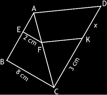 ilk üçgen 8 ortak kenar AC = 8k 6k = = 8k + x 4 + x 9+x