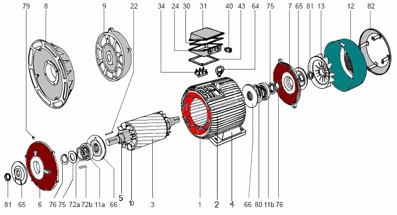 Asenkron motorun bütün parçaları Şekil 1.