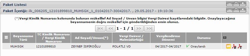 VI. TAHAKKUKLARIN ONAYLANMASI Sisteme gönderilen beyannamelerde vergi kesintilerine ilişkin hata olmaması durumunda bir adet tahakkuk fişi elektronik ortamda mükellefe gösterilir.