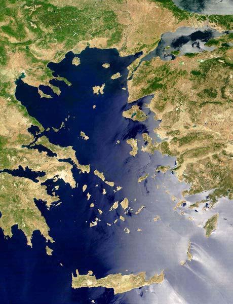 Şekil-1: Ege Denizi Genel Görünümü Ege Denizi nin ortalama derinliği 350 metre kadar olup kuzeyde en derin yeri 1367 metre, ortada 637 metre, güneyde ise 2540 metredir.