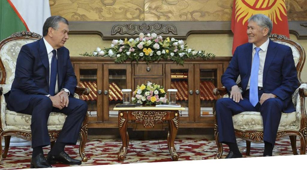 ÖZBEKİSTAN DEVLET BAŞKANI KIRGIZİSTAN I ZİYARET ETTİ Kırgız Cumhuriyeti Devlet Başkanı Almazbek Atambayev'in daveti üzerine 5-6 Eylül 2017 Tarihlerinde Özbekistan Devlet Başkanı Şavkat Mirziyoyev'in