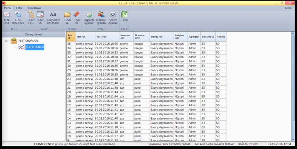 TEST PROGRAMI Yazılım, standart çekme, basma, eğme, soyulma,yırtılma, sürtünme ve basit çevrim deneyi gereksinimlerini hızlı ve verimli bir şekilde gerçekleştirmek için gerek duyacağınız tüm