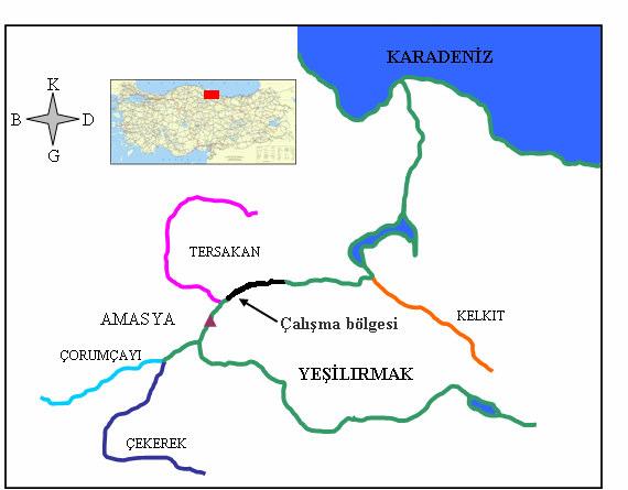 2.1 Havzanın Coğrafik Yapısı Yeşilırmak Havzası, Orta Anadolu nun kuzeydoğusunu kapsayan Karadeniz sahil sıra dağlarının (Canik dağlarının) hemen arkasındaki bölge olup, güney kısmı Orta Anadolu