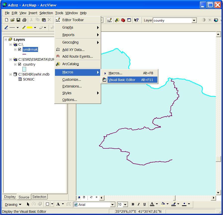 8.5 Macro Yazılımı ArcMap, Visual Basic (VB) programlama dili ile belli işlemlerin yapılmasına olanak sağlamaktadır.