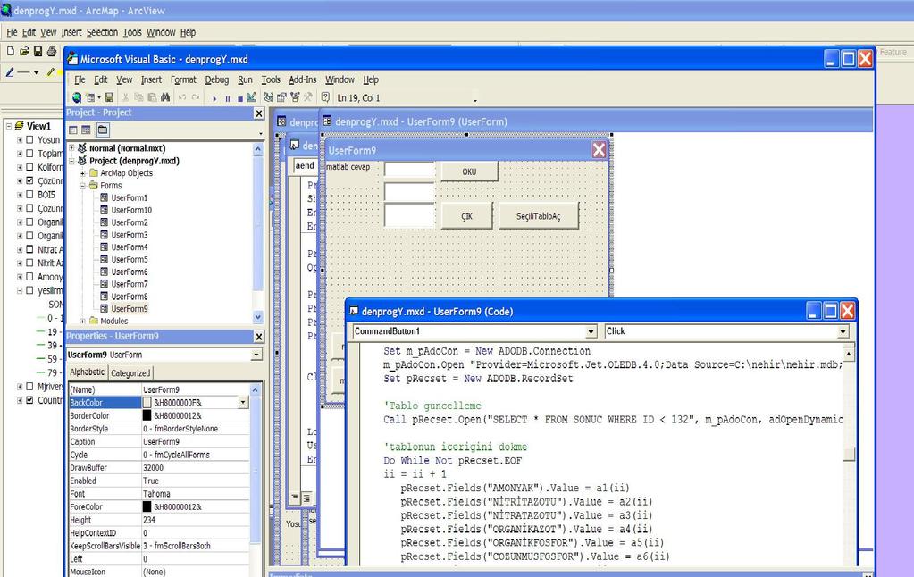 Yapılan seçim sonrası makrolar (macros) olarak tabir edilen program parçalarının yazılabileceği editör açılır. Uygulama geliştirilen örnek pencere Şekil 8.17 da görülmektedir. Şekil 8.17 Visual Basic Editör 8.