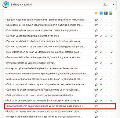 İqtisadi Təşəbbüslərə Yardım İctimai birliyi ƏLAVƏ 8 Qida məhsullarının daşınmasına icazə verən sanitariya pasportunun verilməsi üçün müraciətin və sənədlərin qəbulu Elektron xidmət vasitəsilə qida