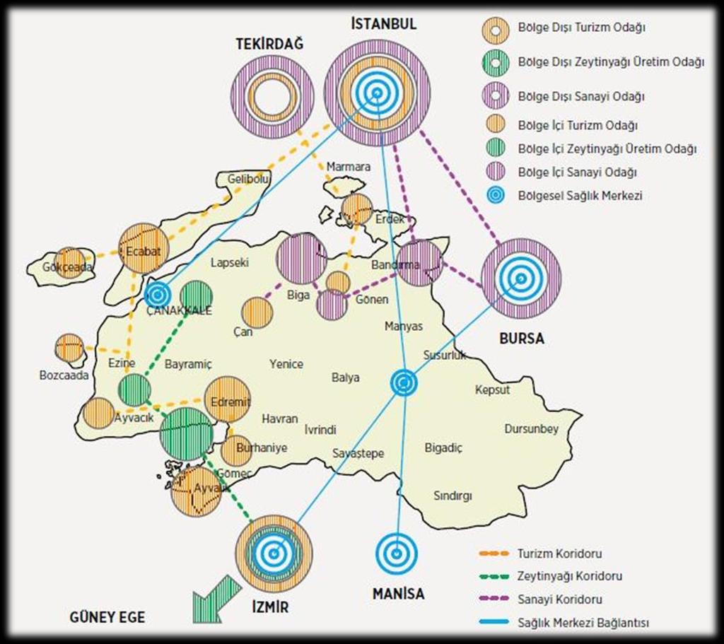 Harita 1. TR22 Bölgesinin Çevre Kentlerle İlişkisi Kaynak: Güney Marmara Kalkınma Ajansı-TR22 Güney Marmara Bölgesi 2014/2023 Bölge Planı Balıkesir-Çanakkale 1/100.