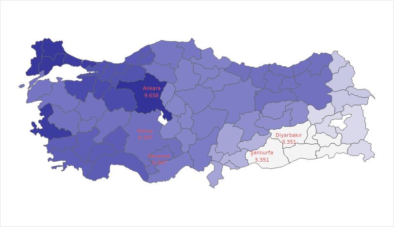 Şekil 3 Grafik 2 Bölgelere Göre Yoksulluk Sınırı Harita Dağılımı, 2016 (TL) 2.