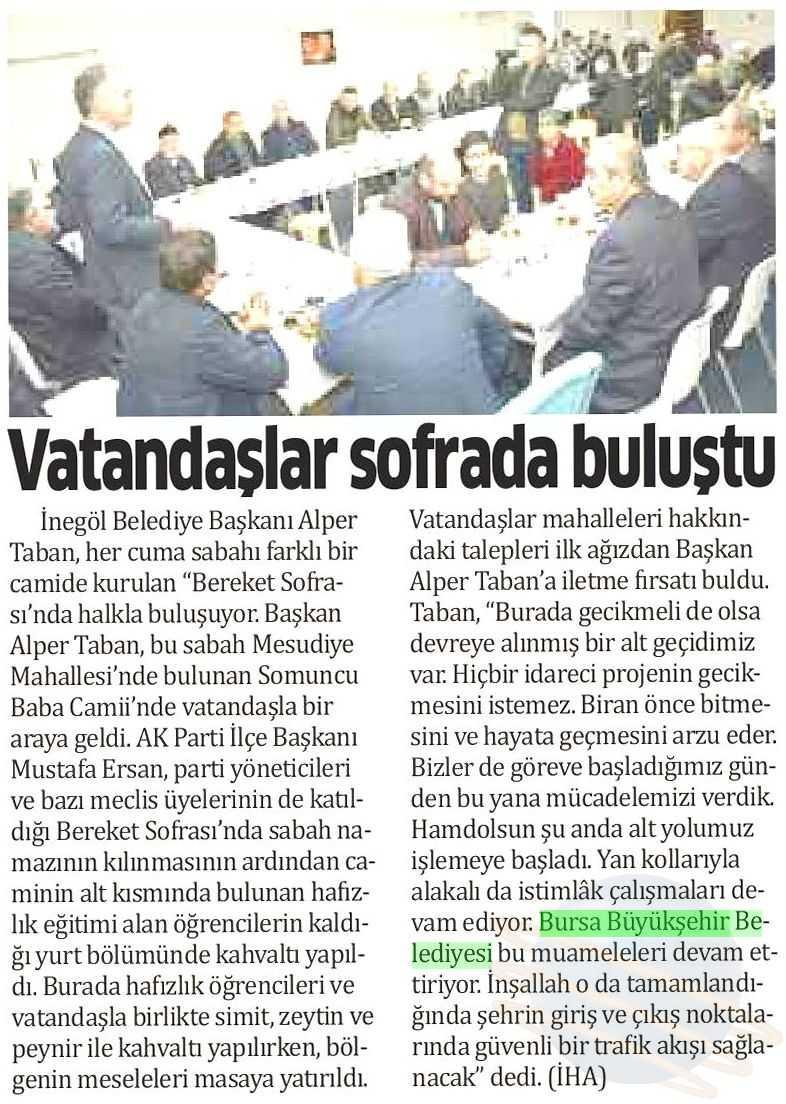 VATANDASLAR SOFRADA BULUSTU Yayın Adı : Bursa