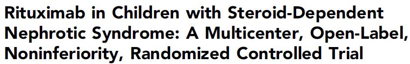 Çok merkezli, randomize çalışma 1-16 yaşında, GFR > 60 ml/dk olan ve son 3 ayda yüksek doz steroid ile remisyonda olan hastalar Steroide bağımlı 30 çocuk hasta 2 ye ayrılıyor: Rituximab (tek doz 375