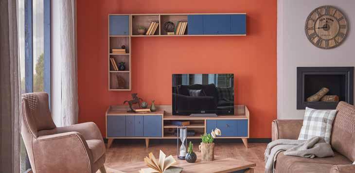 2.340 SET: TV Ünitesi 1.778 1.507 MARCELO Mavi rengi ve ahşap tonlarıyla mükemmel bir uyuma sahip Marcelo TV ünitesi, modern tarzdaki dekorasyonlar için eşsiz bir parça.
