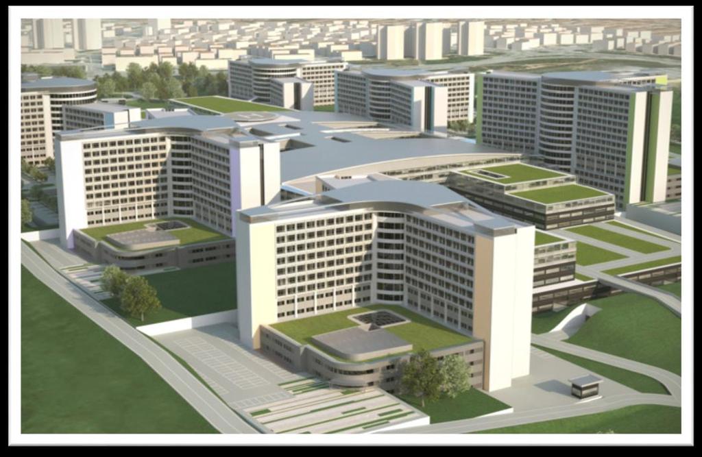 000 m2 Ankara Keçiören de kurulan şehir hastanesi projesinde bulunan üç