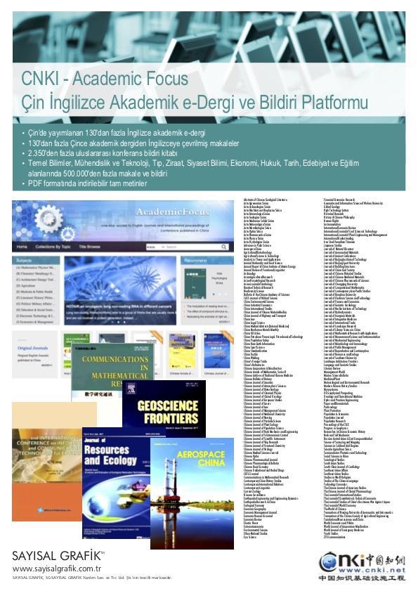 akademik e-dergi ve 132 Çince akademik dergiden İngilizceye çevrilmiş makaleler SCI, SSCI ve EI indekslerinde yer alan