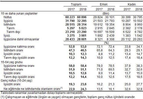 İşsizlik oranı Kasım da %12,3 e yükselirken genç nüfusta işsizlik ise %23,6 ya çıktı Türkiye de işsizlik oranı geçen yılın Kasım ayında 2017 yılının aynı ayına göre 706 bin kişi artarak 3 milyon 981