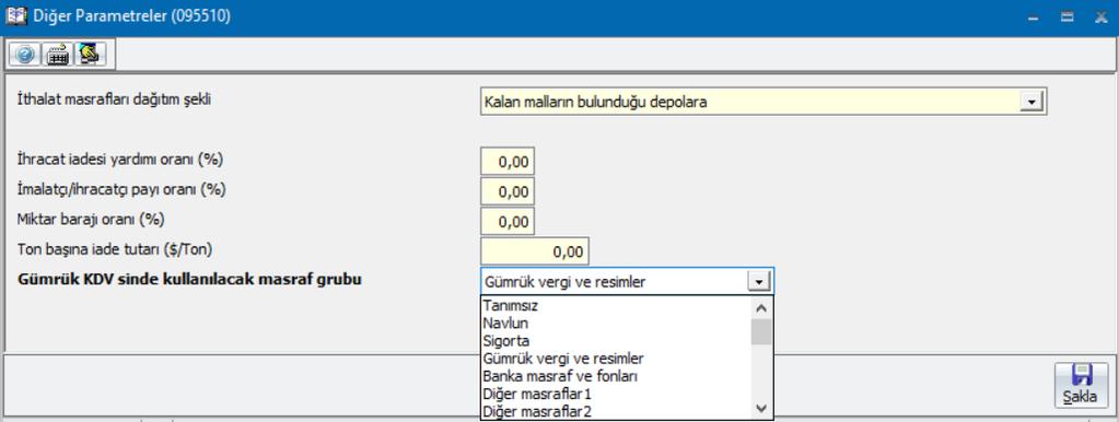 İthalat masrafını kayda almak için alış faturası (062205) kullanılacaktır.