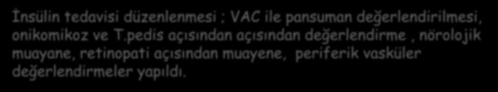 Konsültasyon Endokrinoloji Genel Cerrahi İnsülin tedavisi düzenlenmesi ; VAC